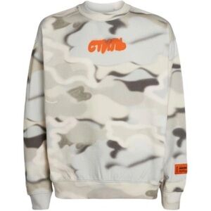 HERON PRESTON Graphic Camouflage Print Crew Neck Sweatshirt Size: S